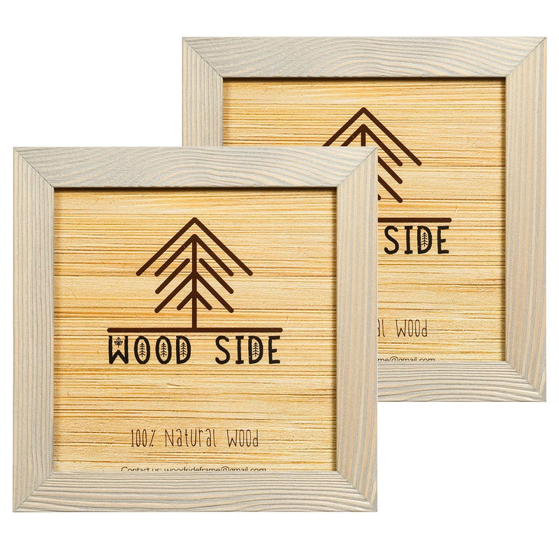 Woodside Rustic Wooden Square Picture Frames 8x8 - Set of 2-100% Natural Solid Eco Wood with Real Glass for Wall Mounting and Tabletop Photo Frame - Brown Grey - Image 1